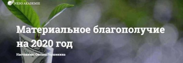 [Neso Akademie] Материальное благополучие на 2020 год (Оксана Горшенина)